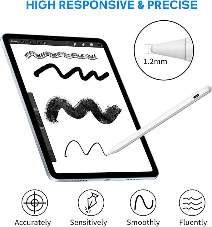 Stylus Pens for Touch Screens NTHJOYS Active Stylus Pen for iOS/Android with Magnetic Design Fine Point Stylist Pencil Compatible with Apple iPad/Pro/Air/Mini/iPhone/Tablets Writing &amp Drawing