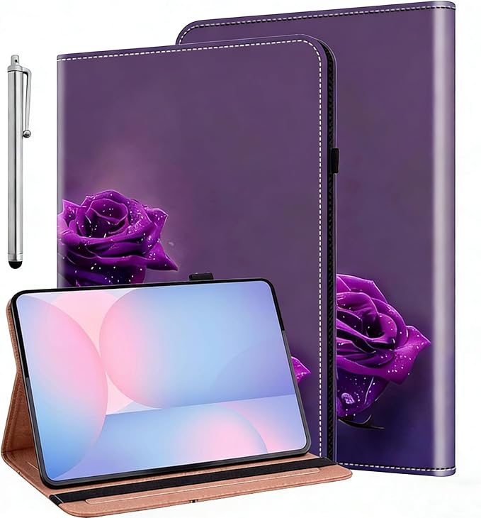 ALILANG Case for Samsung Galaxy Tab S10 FE+/ S10 FE Plus 13.1 Inch 2025 Folio Book Style Shockproof Folding Stand Cover for Samsung S10 FE Plus (SM-X620/SM-X626/SM-X626B) -Purple Rose