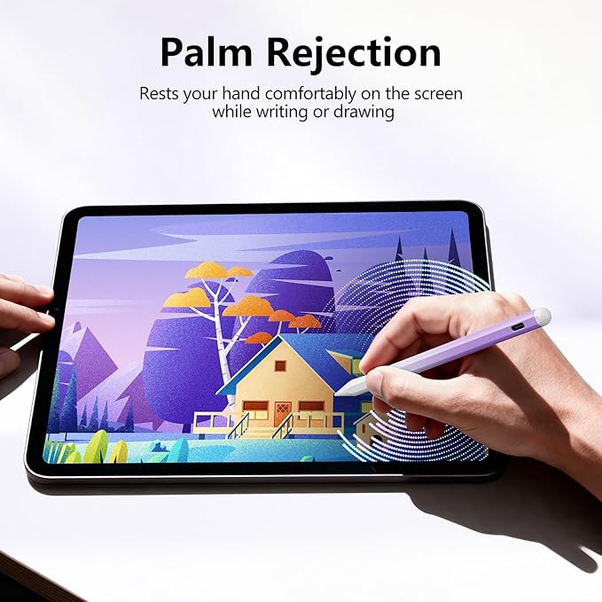 Stylus Pen for iPad 6th-11th Generation-2X Fast Charge Active Pencil Compatible with 2018-2025 Apple iPad Pro 11/12.9/M4 iPad Air 3/4/5/M2/M3iPad mini 5/6 Gen-Gradient White Purple