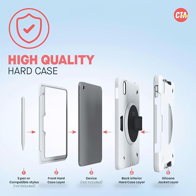 CTA Digital Hard Protective Case for iPad 10th Generation 10.9 inch - Premium Hard Kickstand Case with S-Pen Slot
