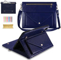 Dteck Business Flip Stand Cover for iPad Pro 11 Inch 4th/3rd Gen iPad Air 4th Gen PU Leather Pencil Holder Zipper Pocket Strap Protective Wallet Case Blue