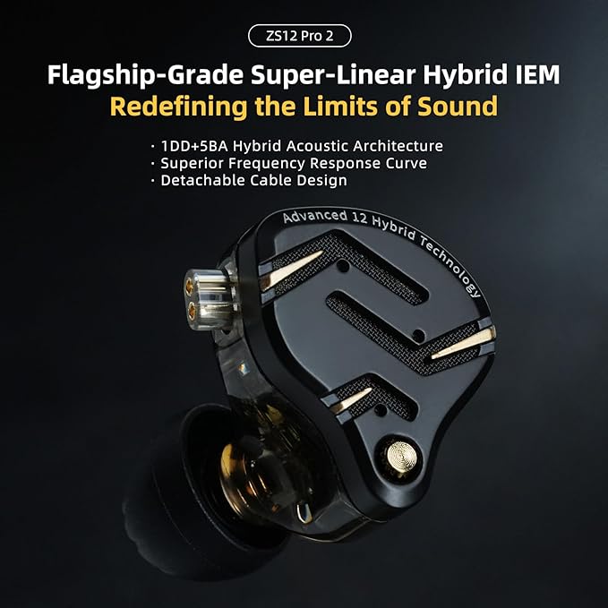 KZ ZS12 PRO 2 USB C Wired Headphones Type-C in Ear Monitor Headphone 5BA+1DD 6 Driver Gaming Earbuds USB C Wired Earphones HiFi Clarity Sound Immersive Bass IEMs for Gaming (USBC-with Mic Silver)