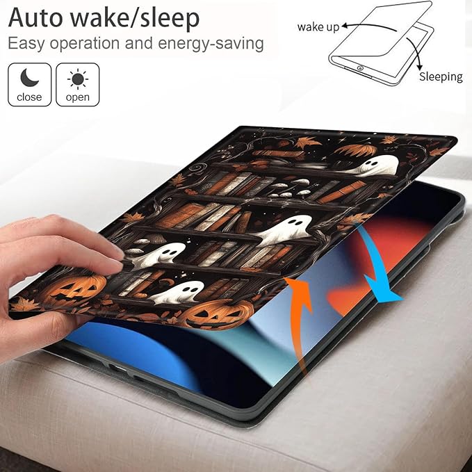 Bxgolkgd Tablet Case for Amazon Kindle Fire Max 11 (13th Generation 2023 Release)Shockproof Stand Cover with Heat DissipationAuto Wake/Sleep FunctionHalloween Ghost Bookcase