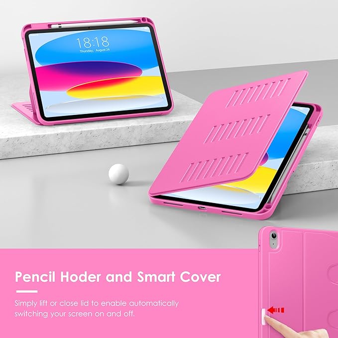 VIKESI Case for iPad (A16) 11-inch 2025 and iPad 10th/11th Generation 10.9 Inch 2022Multiple Angles Magnetic Stand CoverShockproof BackPencil Holderand Auto Sleep/WakeRose