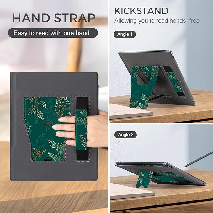CoBak Case for Remarkable 2 Paper Tablet with Two Viewing Angles- Lightweight and Hard Back Shell Protective Book Folio Cover with Built-in Pen Holder - for 10.3 2020 Released (with Stand Green)