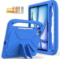 Dteck Kids Case for iPad Air 11 M2 (2024) iPad Pro 11 M4 (2024) with Pencil Holder Shockproof Rugged Protective Handle Stand EVA Foam Case Blue