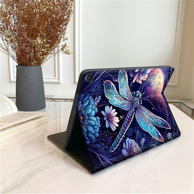 Tablet Case for All-New Amazon Kindle Fire HD 10 Tablet (13th Generation 2023 Release) - Auto Wake/Sleep Shockproof Full Body Rugged Cover Soft TPU Smart Stand Case Purple Dragonfly