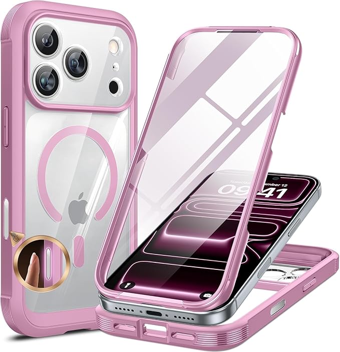 Miracase for iPhone 17 Pro Max Case 6.9 Full-Body Phone Case with Built-in Glass Screen Protector&amp Full Camera Protector[Magnetic with MagSafe] Drop Proof 17 ProMax Cover Lilac