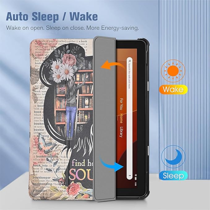 Case for All-New Amazon Kindle Fire HD 10 Tablet (13th Generation 2023 Release) 10.1 Book Lover PU Leather Trifold Stand Cover for Fire Tablet 10 2023 Auto Wake/Sleep