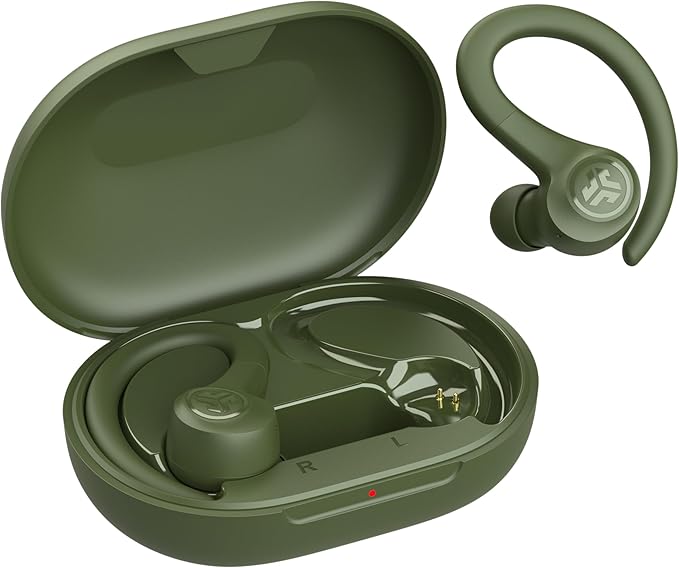 JLab Go Sport+ Wireless Workout Earbuds Featuring C3 Clear Calling Secure Earhook Sport Design 35+ Hour Bluetooth Playtime 3 EQ Sound Settings and IP55 Sweat Resistance (Green)