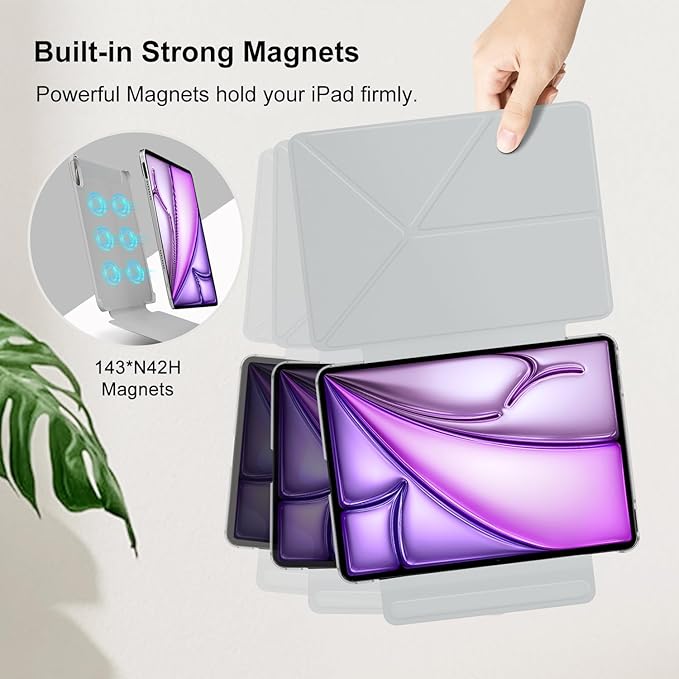 for iPad Air 11 Inch Case M4/M3/M2(2026&amp2025&amp2024)Slim Powerful Magnetic iPad Air 5/4th Case 10.9 Inch4 Standibg AnglesVertical Stand Coverwith Auto Wake/Sleep and with Pencil Holder - Gray