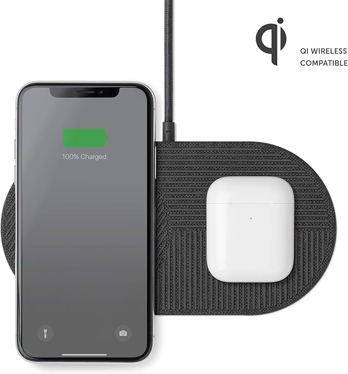 NATIVE UNION Drop XL Wireless Charger – 10W Multi-Device Fast Charging Pad Compatible with iPhone &amp Qi Compatible Devices(Adapter for US China and Australia Included)