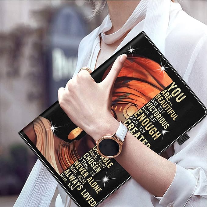 Case for Amazon Fire HD 10 Tablet (9th/7th/5th Generation2019/2017/2015 Release) Multi-Angle Smart Stand Cover Auto Sleep/Wake for Fire 10.1 InchAfrican American Women Inspirational Quotes