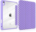 Case for iPad A16 11th Generation 11 inch 2025 iPad 10th Generation 10.9 inch 2022 -[Built-in Pencil Holder] Shockproof Clear Hard Back Trifold Stand Auto Wake/Sleep Purple Polka dot