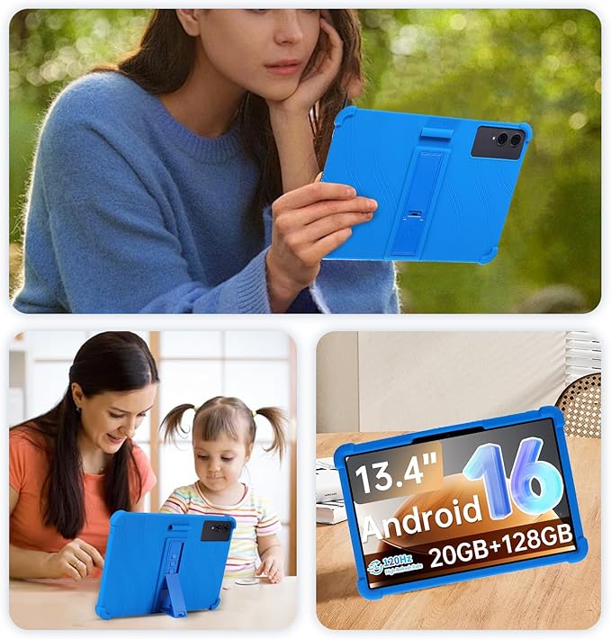 Case for TECLAST T65 13.4-Inch Tablet – Shockproof Silicone Protective Cover with Kickstand Drop-Resistant Business Style (Blue)