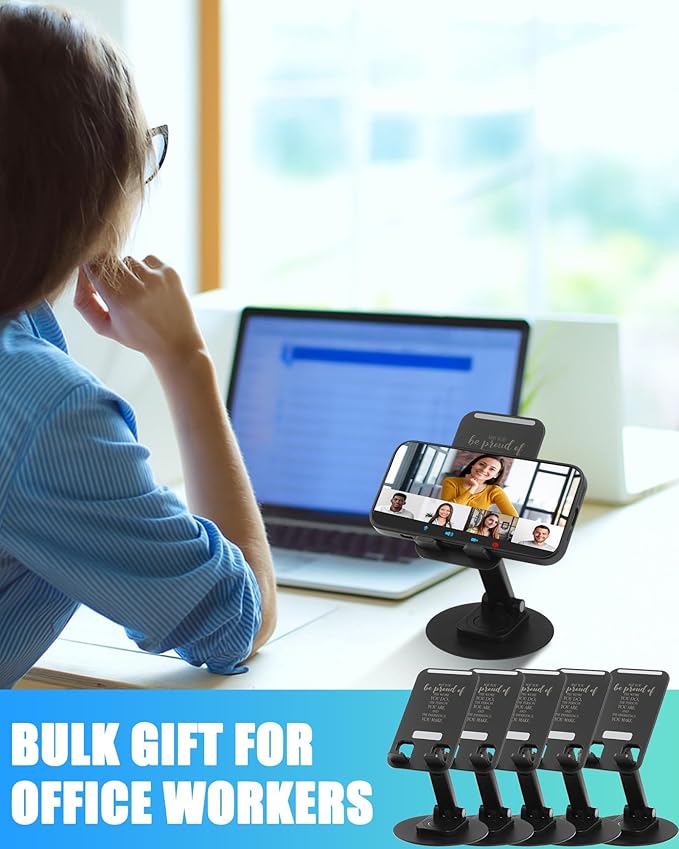 12 Pcs Employee Appreciation Gift Bulk Motivational Cell Phone Stand 360 Rotating Desk Accessory Quote “May You Be Proud of The Work You Do” for Workers Doctor Teachers Volunteers