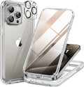 Miracase for iPhone 15 Pro Case Full-Body Clear Bumper Phone case with Built-in Glass Screen Protector&amp Camera Protector Military Drop Proof 15 Pro Case Cover 6.1 inchClear