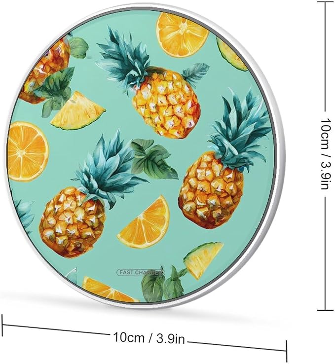 Pineapples Cut Fruit Fast Portable Charger 10W Funny Graphic Phone Charging Pad with USB Cable