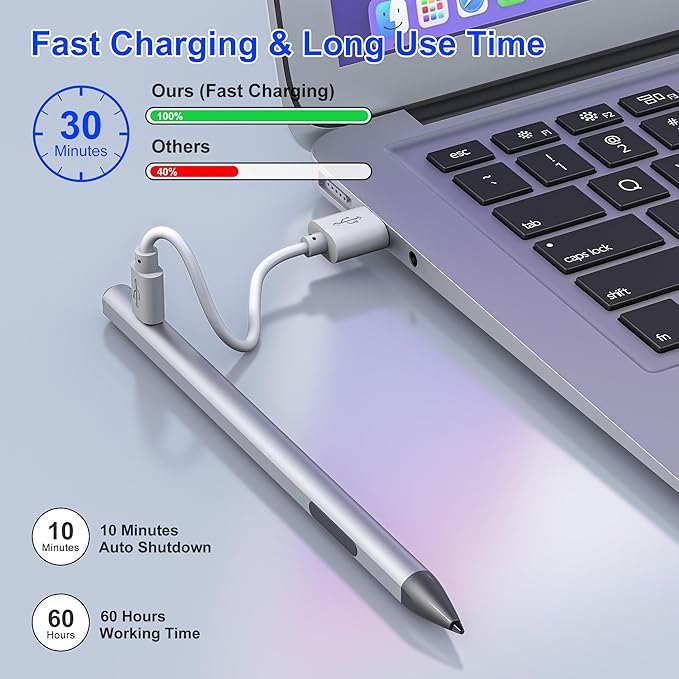 Surface Pen Stylus for Microsoft Surface Pro - 75 Day Battery Life+4096 Tilt Pressure+Touchscreen Pen Cap Work for Surface Pro 11/10/9/8/7/6/5/4/3/X Surface Go 3/2/1 Surface Book/Laptop/Studio 3/2/1