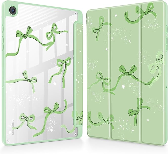 Tuiklol for Samsung Galaxy Tab A9+ Tablet 11” / A9+ Plus 2024 2023Buit-in S-Pen Holder with Clear Protective Cover Transparent Back Shell Auto Wake/Sleep Samsung Tab A9 Plus CoverBow-Green