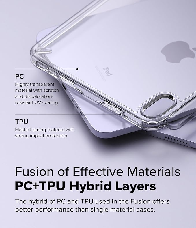 Ringke Fusion [Overcharge Prevention] Compatible with iPad mini 6 Case (6th Generation) and iPad mini A17 Pro Case Transparent Hard Back TPU Bumper Cover with Pen Holder - Clear