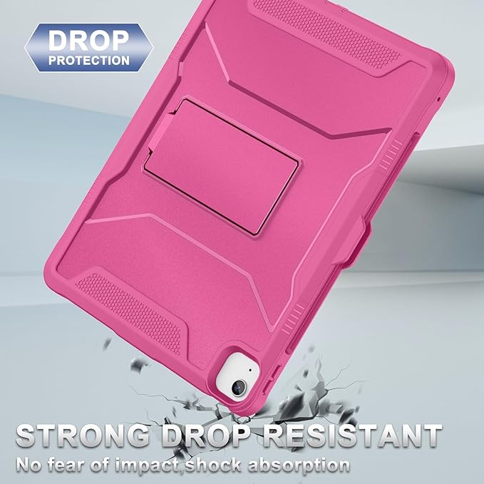 Soke Case for iPad Air 13-Inch M4 2026 M3 2025 &amp M2 2024with Built-in Screen Protector and Kickstand Rugged Full-Body Heavy Duty Protective Cover for Apple iPad Air 13 - Hot Pink