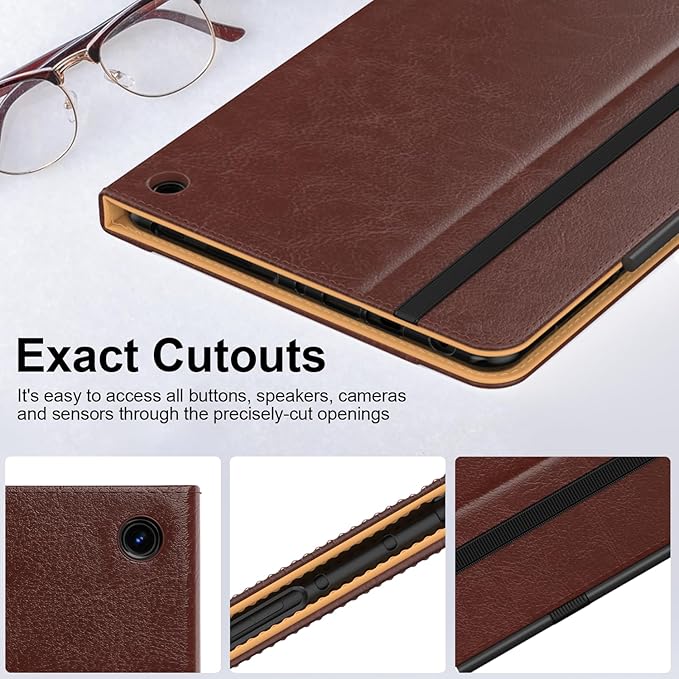 Grifobes Case 8/8 Plus [Only for 2024/2022/2020 Released 12th/10th Generation] Premium PU Leather Folio Stand Smart Auto Wake/Sleep Cover with Built-in Stylus Holder/Pocket Brown