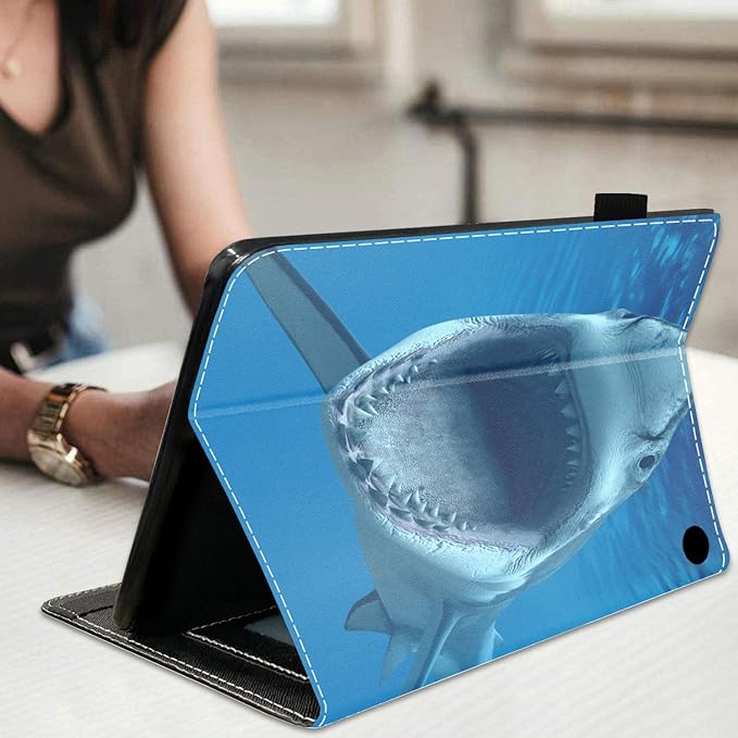Case for All-New Amazon Fire HD 10 &amp 10 Plus Tablet 10.1 (13th/11th Generation 2023/2021 Release) Slim Stand Folio Cover with Card Slot &amp Auto Wake/Sleep - Great White Shark