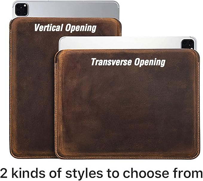 Top Grain Leather 12.9 Tablet Sleeve Slim Protector Vintage Design Fully Handmade Compatible with 12.9 iPad Pro 3/4/5/6 Gen Fits A2233 A2069 A2378 A2379 A2461 A2462 Coffee 12.9 Inch