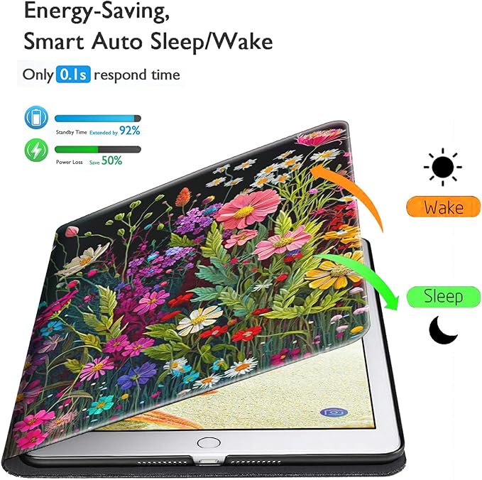 Case for Kindle Paperwhite 12th Generation &amp Kindle Colorsoft Signature Edition 2024 7 inch Lightweight Smart Case PU Leather Adjustable Stand Protective Cover with Auto Wake/Sleep - Floral Flower