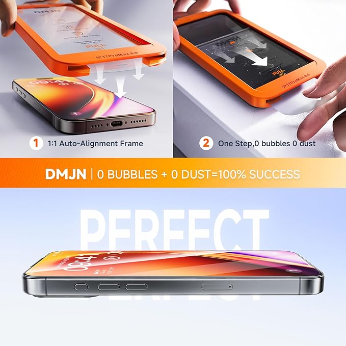 DMJN NeverCrack 9H+ Top Glass for iPhone Air Screen Protector (13FT Military Grade Shatterproof &amp Easy Installation) Screen Protector Air Tempered Glass Full Edge Coverage Longest Durable 2 Pac