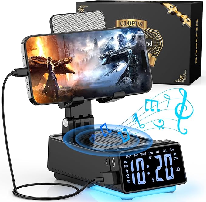 Birthday Gifts for Men Him Cell Phone Stand with Wireless Bluetooth Speaker and Charging Function 360° Rotable Angle Adjustable Unique Mens Gifts for Dad Husband Boyfriend Cool Gadgets for Men