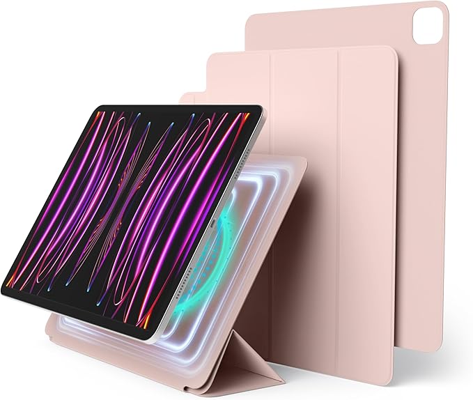 elago Case for iPad Air 13(M4 M3 M2) / Pro 12.9(3rd 4th 5th 6th) -iPad Case with Magnetic Attachment to Metal MaterialsCompatible with Apple iPad Pencil and elago’s Pencil case (Sand Pink)