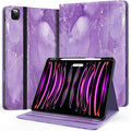 Case for New iPad Pro 12.9 inch 6th/5th/4th/3rd Generation 2022/2021/2020/2018 12.9'' ipad Pro Leather Folio Protective Cover 6/5/4/3 Gen with Pencil Holder Auto Wake/Sleep Marble Purple