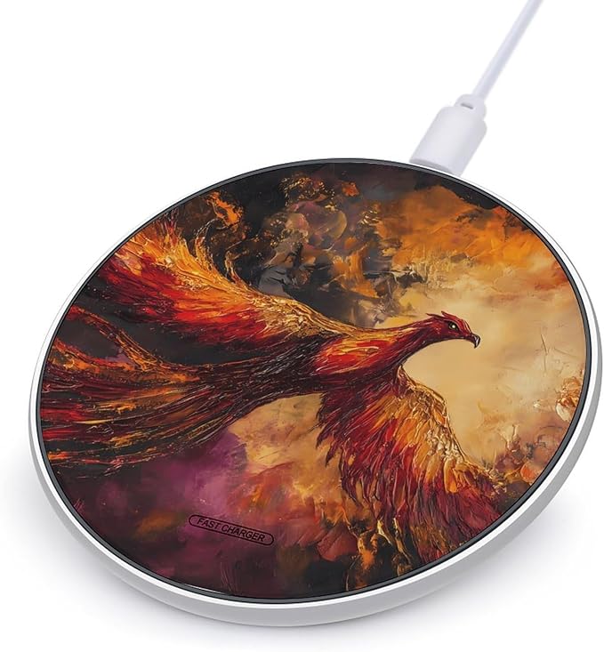 Phoenixes Soaring Flame Sky Phone Charger Magnetic Charging Pad Anti-Slip with USB Cable