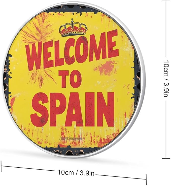 Welcome to Spain Spanish Stamp Phone Charger Magnetic Charging Pad Anti-Slip with USB Cable
