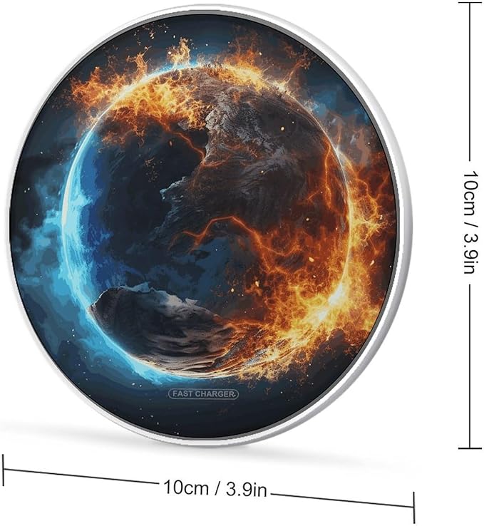 Planet Ice and Fire Wireless Charger Fast Wireless Charging Pad with USB Cable 10W Anti-Slip Magnetic Wireless Charger Portable Slim Charger Puck Travel Charging Station