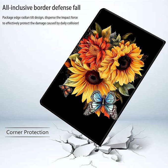 Bxgolkgd Tablet Case for Amazon Kindle Fire Max 11 (13th Generation 2023 Release)Shockproof Stand Cover with Heat DissipationAuto Wake/Sleep FunctionSunflower Butterfly