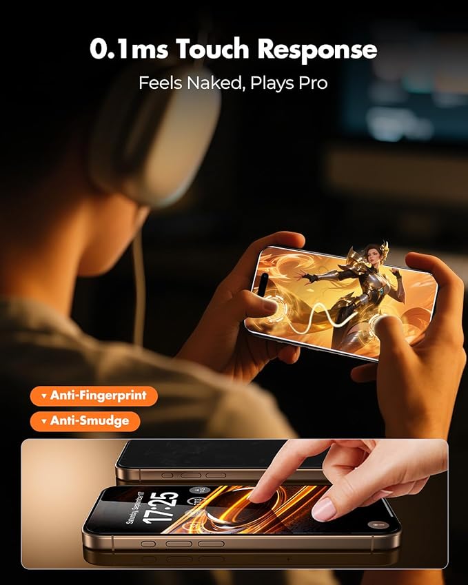 UNBREAKcable 2 Pack for iPhone 16 Pro Screen Protector AR Anti Reflection 9H+ Tempered Glass Anti-Glare Enhanced Clarity Anti-Blue Light Polishing Cloth Included