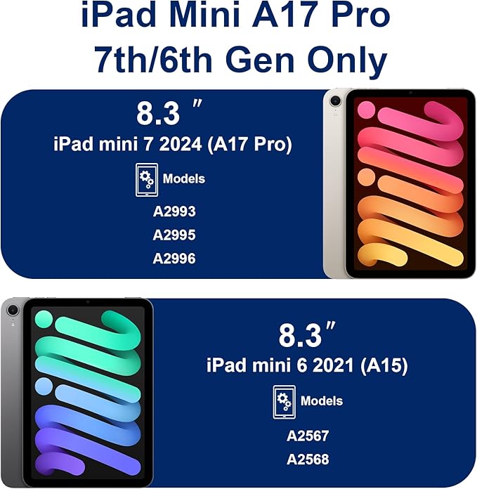 Case for iPad mini 7 (A17 Pro) 2024 iPad mini 6 Case 2021 8.3-Inch Kids Friendly Shockproof Cover with Kickstand Shoulder Strap Pen Holder Support Pencil Pro &amp Pencil USB-C Red Black