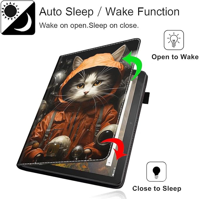 Case for All-New Amazon Kindle Fire HD 10 and Fire HD 10 Plus Tablet (13th/11th Generation 2023/2021 Release) 10.1 Slim Folding Stand Cover with Auto Wake/Sleep Cute Cat