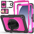 Case for Samsung Galaxy Tab A9+/A9 Plus 11 Inch 2023(SM-X210/X216/X218) Ubearkk Full-Body Drop Protection Case with Screen Protector 360° Rotating Stand and Hand/Shoulder Strap Pink