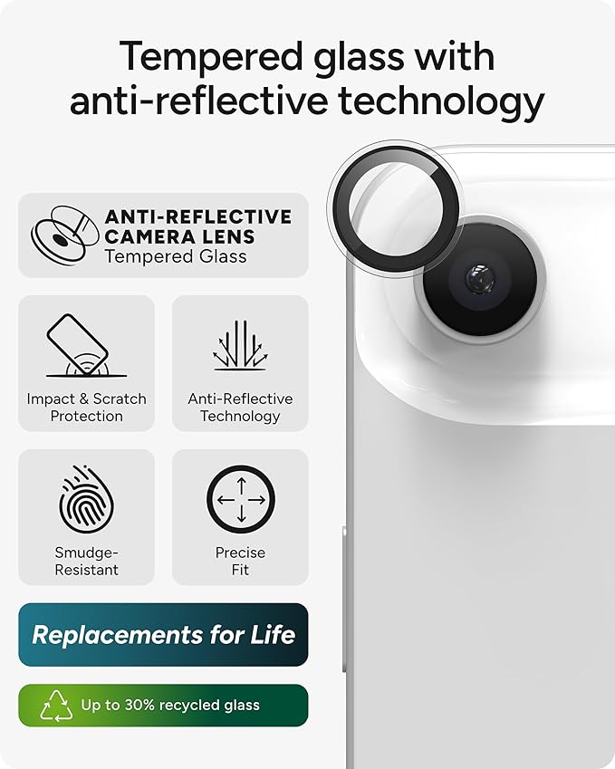 ZAGG Glass+ Screen &amp Camera Lens Protection for iPhone Air - Impact &amp Shatter Protection Full Coverage Scratch &amp Smudge-Resistant Tempered Glass Anti-Reflective Camera Lens Protector