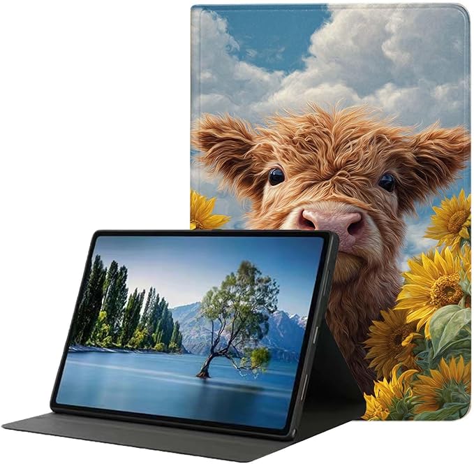 Case for iPad 5th/6th Gen 9.7 2017/2018iPad Air 1/2 9.7 InchSlim PU Leather Cover Adjustable Stand Auto Wake/SleepCute Highland Cow Baby