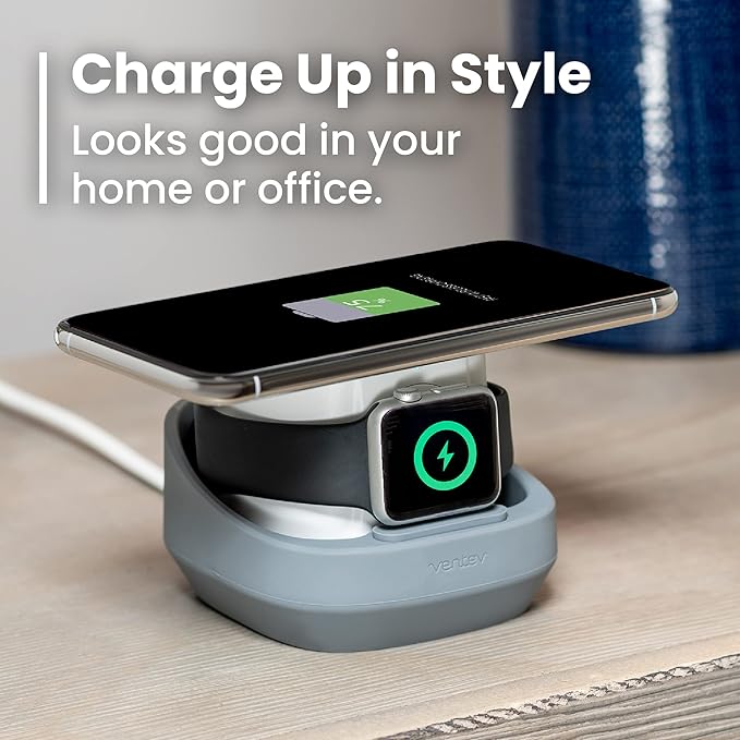 Ventev 10W Wireless Watchdock Duo Charging Pad and Apple Watch Charger