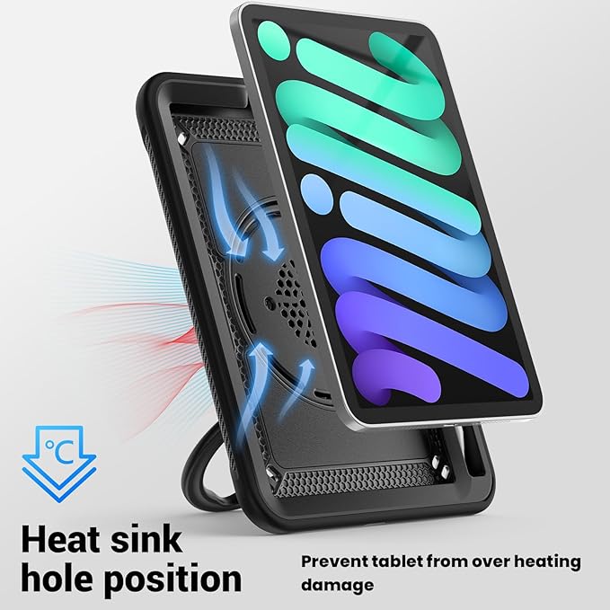 Case for iPad mini 7 (A17 Pro) 2024/ Mini 6 8.3'' with Pencil Holder Screen Protector [360 Rotating Handle &amp Stand] &ampShoulder Strap Shockproof Case for iPad mini 7th/6th Generation Black