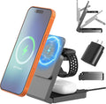 3 in 1 Charging Stationfor Apple Magsafe Charger Station Auto-Pop Watch CradleUp-Down Sliding Design Wireless Charging Station for iPhone 17/16/15/14/13/12&ampApple Watch Series/Airpods