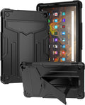 Dteck Case for Fire HD 10/HD 10 Plus Tablet (2021 Release 11th Generation) - Kids Friendly Shockproof EVA Case Convertible Stand Full Body Rugged Protective Cover Black