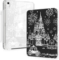 Cute White Castle for iPad (A16) 11th/10th Generation Case 11 Inch/10.9 Inch 2025/2022 with Pencil Holder Auto Sleep/Wake Black Leather Acrylic Back Detachable Cover