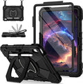 Case for iPad (A16) 11th Generation 11 Inch (2025) / iPad 10th Generation Case 10.9 Inch (2022) with 360° Rotating Stand Screen Protector Pen Holder Shoulder Strap Black